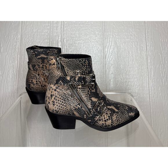 ALLSAINTS "Lior" Leather Snakeskin Embossed Booties in Taupe NWOB 37/US 6 $380 - Picture 8 of 9
